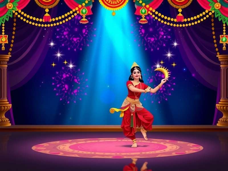 Sattriya Sparkle Step Main Game Screen showing Assamese satra backdrop and Sattriya dance mudra gameplay
